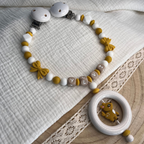 3er Set – Personalisierte Schnullerkette, Greifling & Kinderwagenkette - Reh - Baby Junge Mädchen