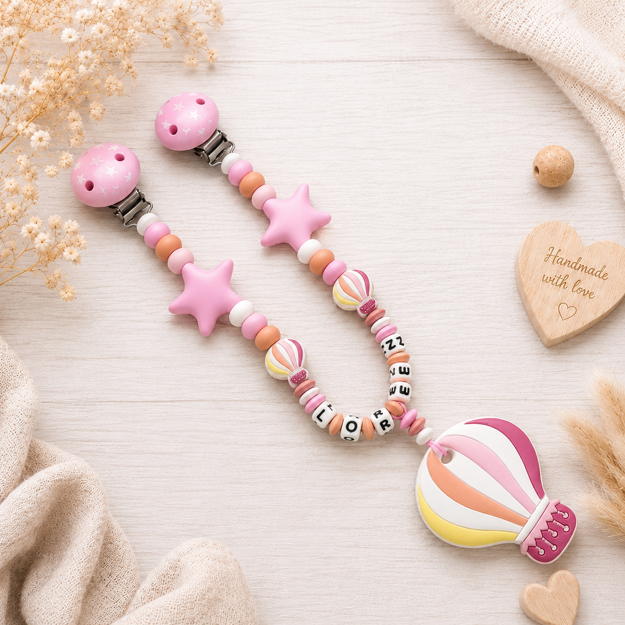 Kinderwagenkette mit Namen Heißluftballon | Personalisiert