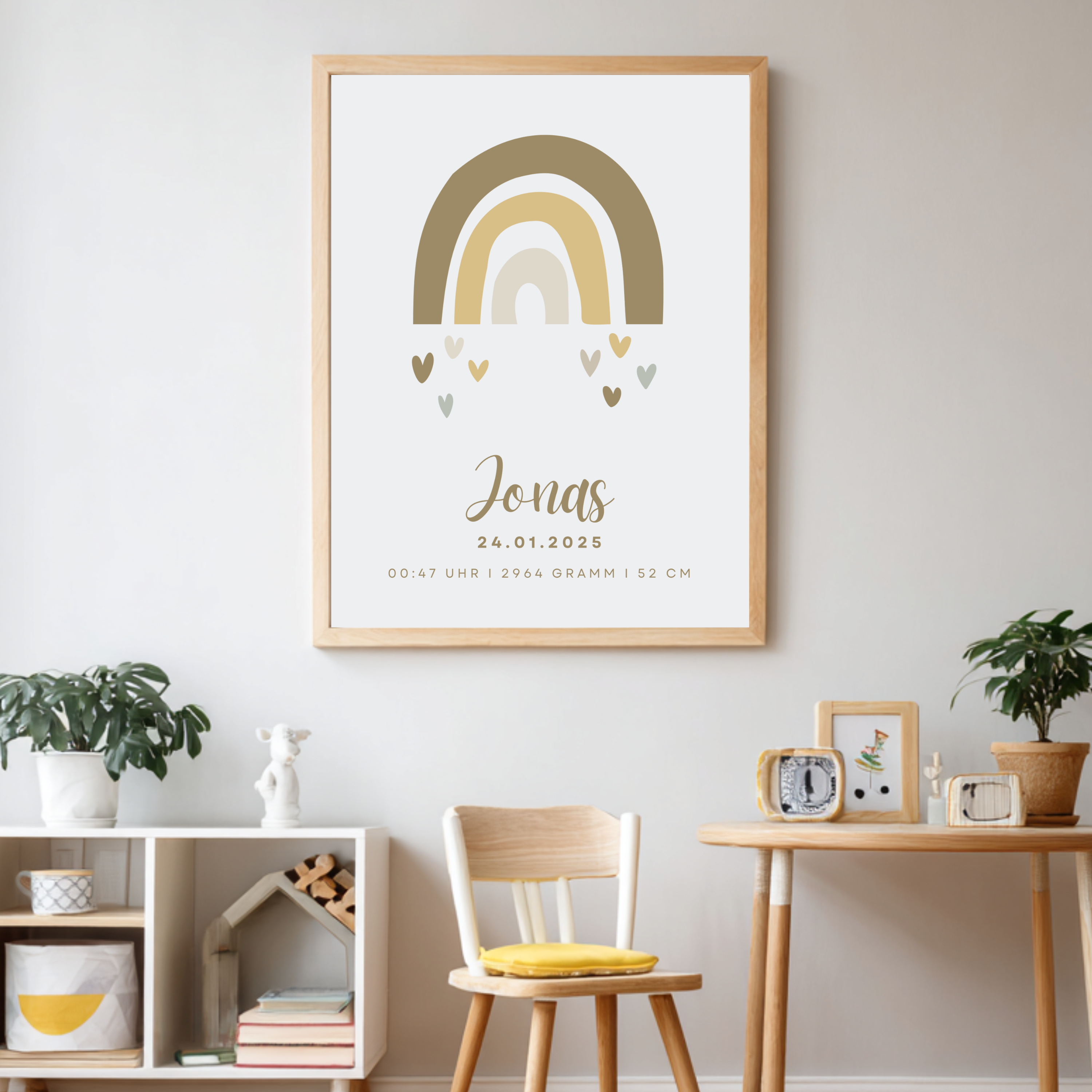Geburtsposter - Regenbogen Beige