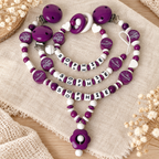 3er Set – Personalisierte Schnullerkette, Greifling & Kinderwagenkette - Kleine Prinzessin - violett weiß