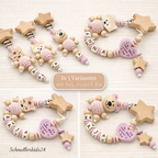 Schnullerkette für Mädchen mit Namen - Fuchs, Bär oder Reh - Geschenk