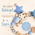 Personalisierte Schnullerkette mit Namen -Reh -Baby Junge -Geschenk
