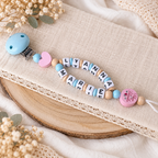 Schnullerkette mit Doppelnamen personalisiert – Kleine Prinzessin | Geschenk zur Geburt, Taufe & Babyparty