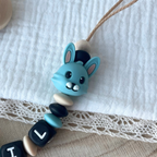 Schnullerkette mit Namen Junge - personalisiert  - Hase - Geschenk zur Geburt, Taufe, oder Babyparty