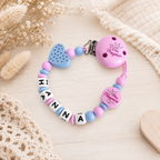 Schnullerkette mit Namen Kleine Prinzessin & Herz