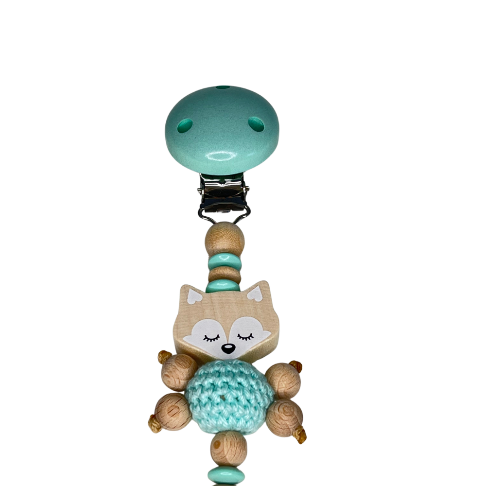 Schnullerkette mit Namen | personalisiert | Fuchs | Mädchen & Jungen | mint natur | Babygeschenk