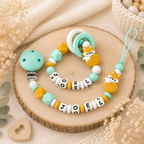 Schnullerkette & Greifling mit Namen - personalisiert - Baby Junge - Geschenk