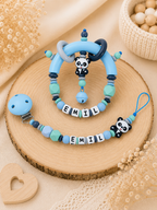 Schnullerkette & Greifling mit Namen - personalisiert - Baby Junge - Geschenk