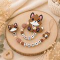 Schnullerkette & Greifling – Fuchs Mädchen Junge – Set oder einzeln - Babygeschenk