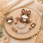 Schnullerkette & Greifling – Fuchs Mädchen Junge – Set oder einzeln - Babygeschenk