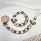 3er Set – Personalisierte Schnullerkette, Greifling & Kinderwagenkette - Auto - Baby Junge