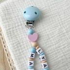 Schnullerkette mit Doppelnamen personalisiert – Kleine Prinzessin | Geschenk zur Geburt, Taufe & Babyparty