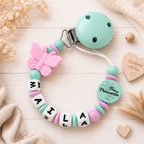 Schnullerkette mit Namen Kleine Prinzessin - Baby Mädchen - Babygeschenk