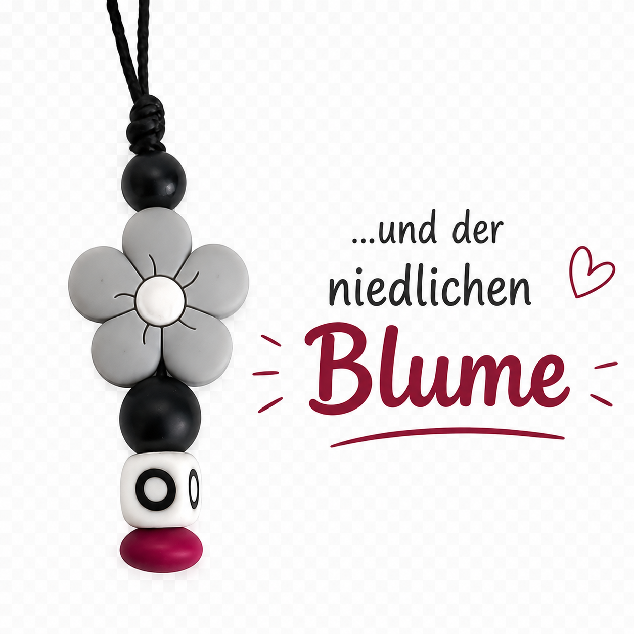 Personalisierte Schnullerkette mit Namen Dino & Blume