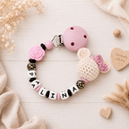 Schnullerkette mit Namen Maus - LEO -personalisierte Schnullerkette Baby - Geschenk