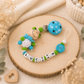 Personalisierte Schnullerkette mit Namen -Frosch -Baby Junge -Geschenk
