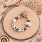 3er Set mit Namen Pferd | Schnullerkette, Greifring & Kinderwagenkette