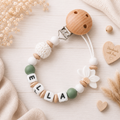 Personalisierte Schnullerkette mit Namen - Blume - Babygeschenk