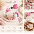Schnullerkette mit Namen Maus - personalisierte Schnullerkette Baby Mädchen - Geschenk