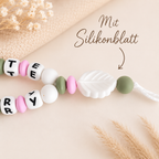 Schnullerkette mit Namen & Doppelnamen Mädchen | Personalisiert aus Holz & Silikon