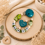 Personalisierte Schnullerkette mit Namen -Dino -Baby Junge -Geschenk