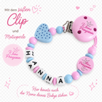 Schnullerkette mit Namen Kleine Prinzessin & Herz