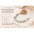 Schnullerkette mit Namen für Mädchen - Blümchen - natur weiß