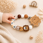 Personalisierte Schnullerkette  mit Namen | Löwe Design | Handgemacht | Baby Geschenk zur Geburt