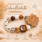 Personalisierte Schnullerkette  mit Namen | Löwe Design | Handgemacht | Baby Geschenk zur Geburt