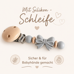 Schnullerkette mit Namen & Doppelnamen Mädchen | Personalisiert aus Holz & Silikon | Baby Geschenk zur Geburt & Taufe