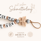 Schnullerkette mit Namen & Doppelnamen Mädchen | Personalisiert aus Holz & Silikon | Baby Geschenk zur Geburt & Taufe