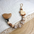 Personalisierte Schnullerkette mit Namen Ente – Mädchen Junge | Beige Braun