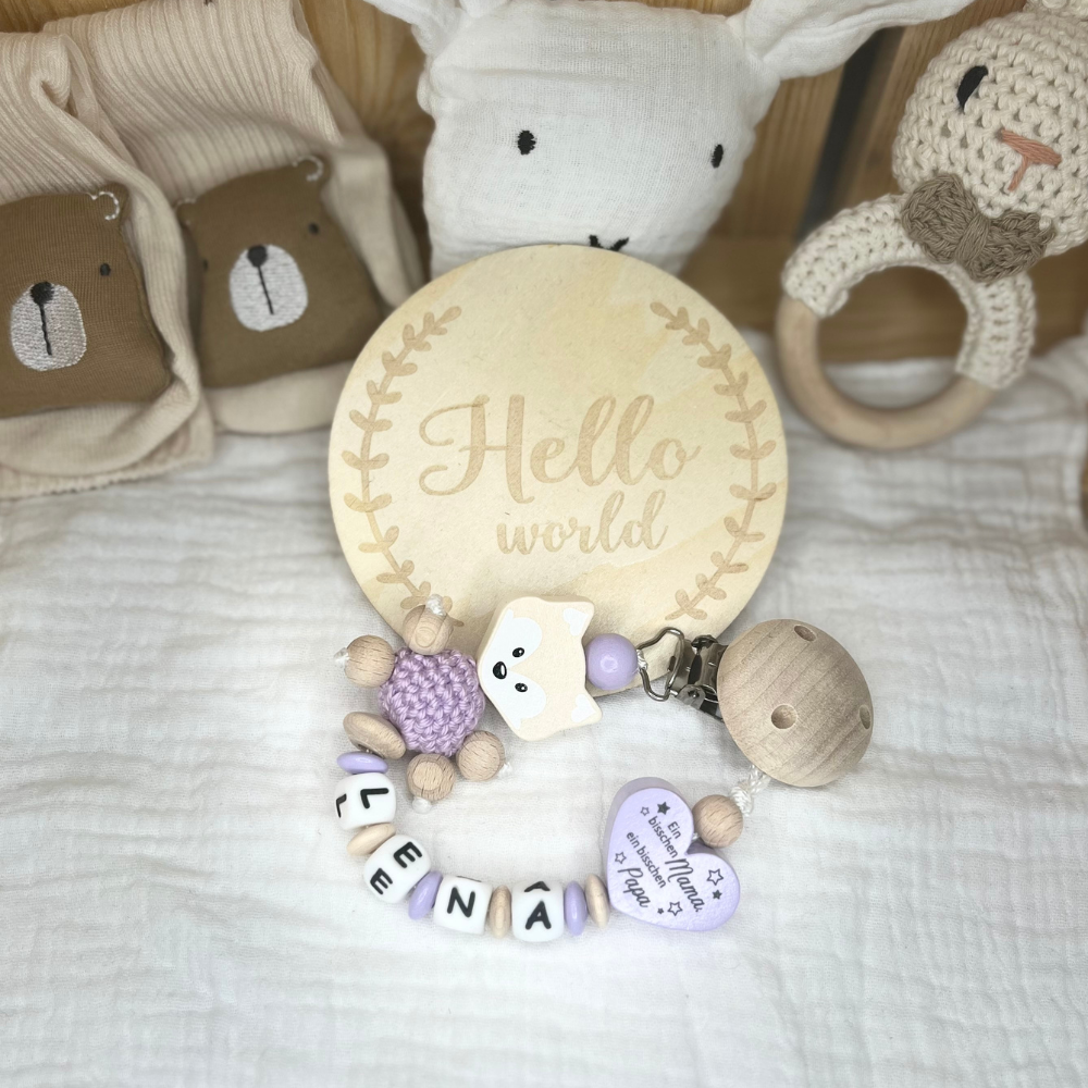 Schnullerkette mit Namen personalisiert – Baby Geschenk – Farbauswahl für Junge & Mädchen
