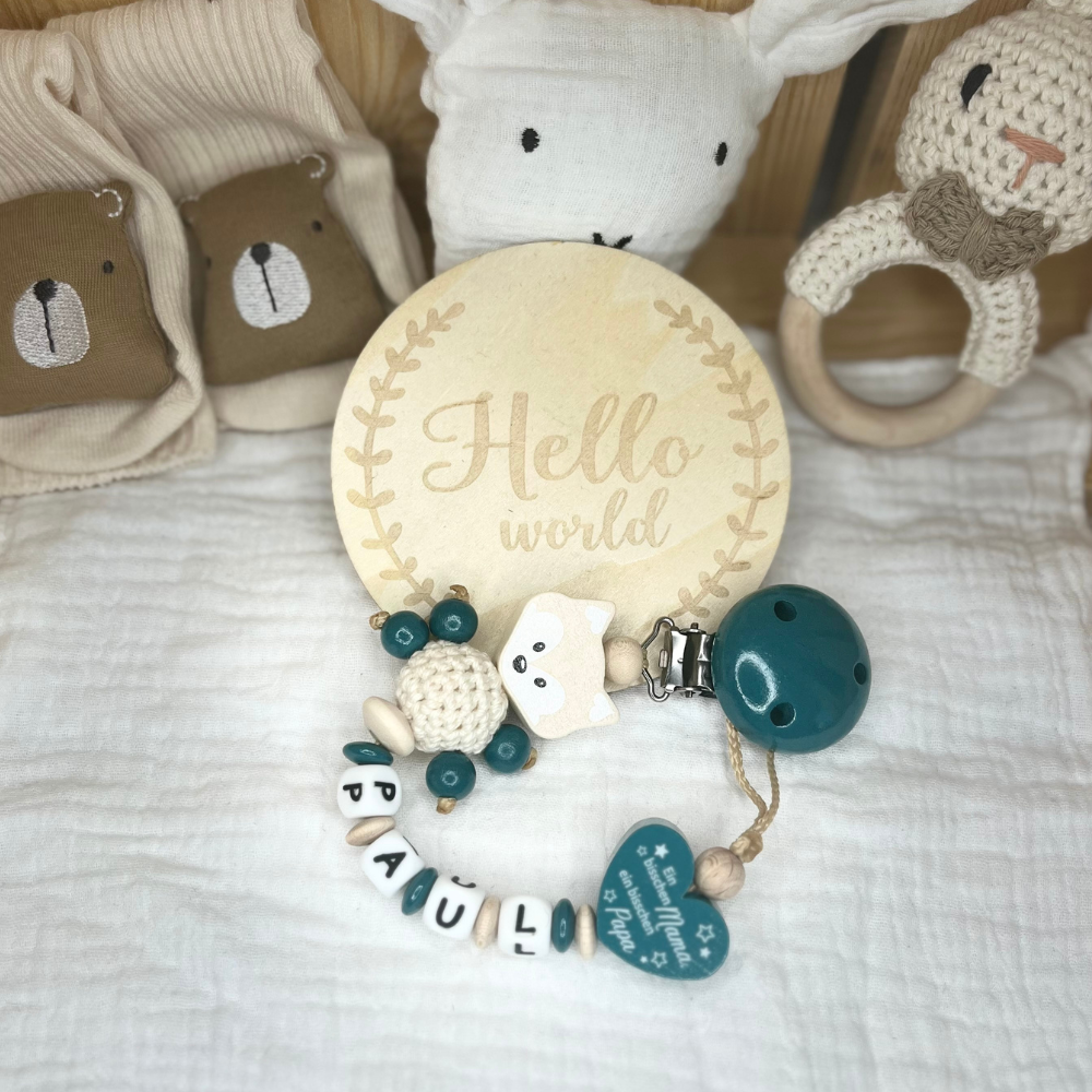 Schnullerkette mit Namen personalisiert – Baby Geschenk – Farbauswahl für Junge & Mädchen