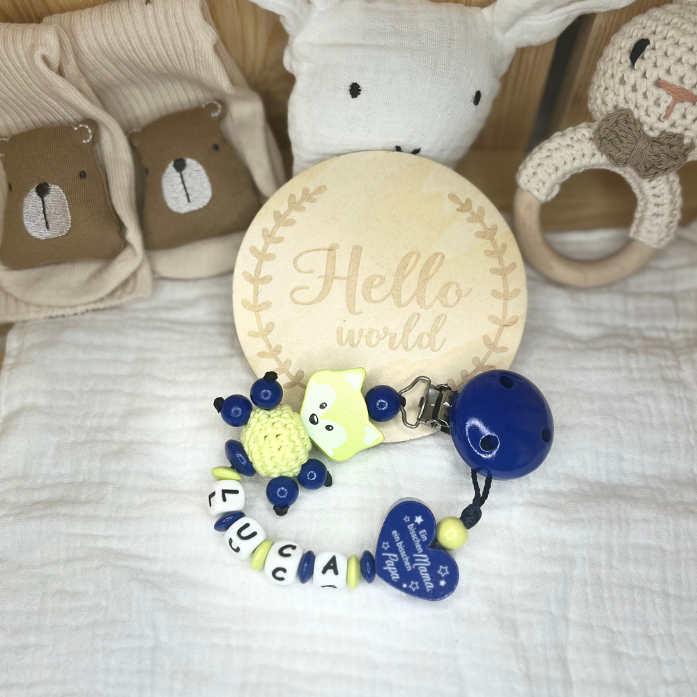 Schnullerkette mit Namen personalisiert – Baby Geschenk – Farbauswahl für Junge & Mädchen