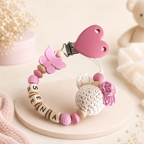 Schnullerkette mit Namen Maus - personalisierte Schnullerkette Baby Mädchen - Geschenk