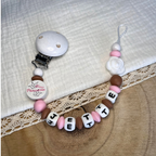 Schnullerkette mit Namen - personalisiert - Kleine Prinzessin - rosa braun weiß - Geschenk zur Geburt, Taufe, oder Babyparty