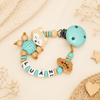 Schnullerkette mit Namen | personalisiert | Fuchs | Mädchen & Jungen | mint natur | Babygeschenk
