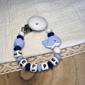 Schnullerkette mit Namen - personalisiert - Wal -  blau - Geschenk zur Geburt, Taufe, oder Babyparty