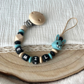 Schnullerkette mit Namen Junge - personalisiert  - Hase - Geschenk zur Geburt, Taufe, oder Babyparty