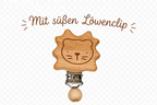 Personalisierte Schnullerkette mit Namen für Jungen - Löwe - Silikon & Holz - Braun Weiß