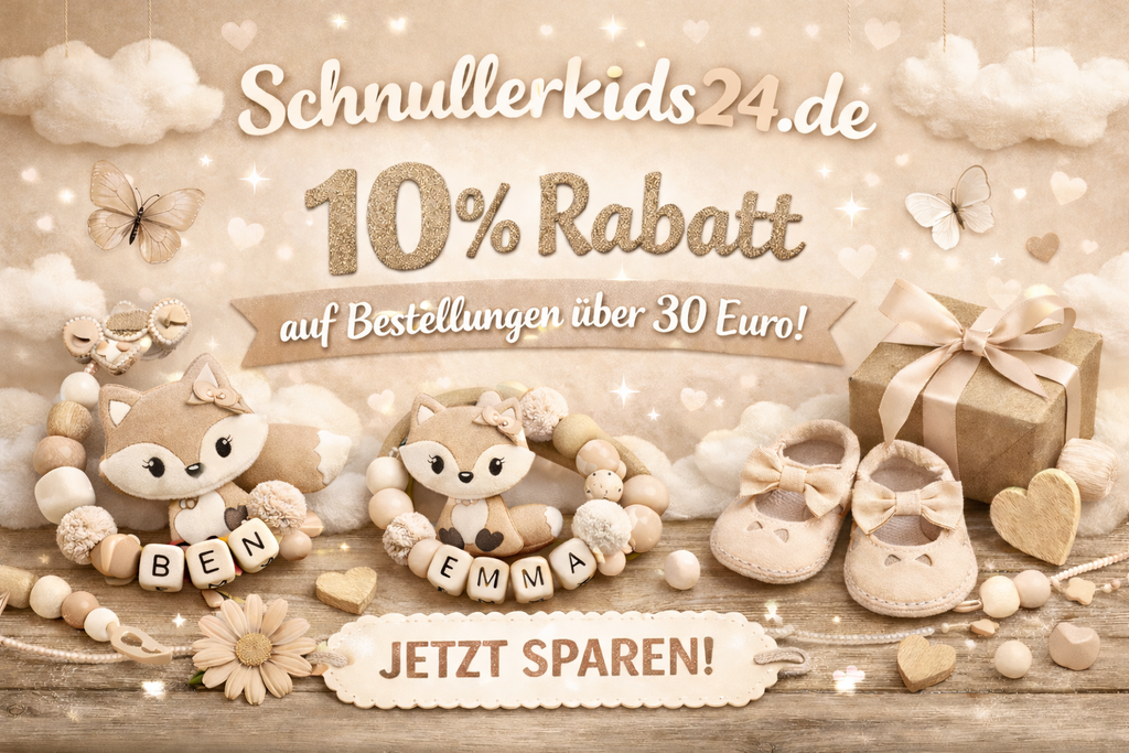 Schnullerkette mit Namen – Fuchs & Reh – Personalisierbar für Baby