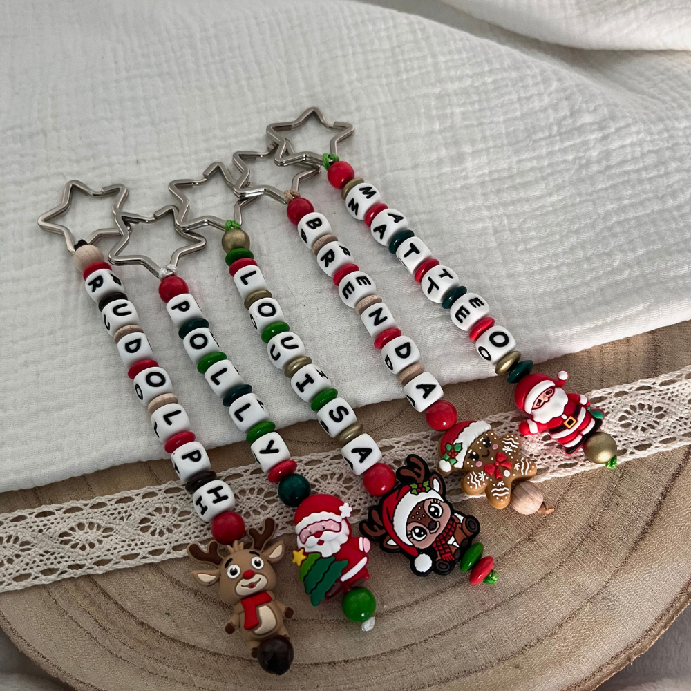 Personalisierter Weihnachtsschlüsselanhänger mit Namen – Weihnachtsgeschenk für Kinder & Erwachsene