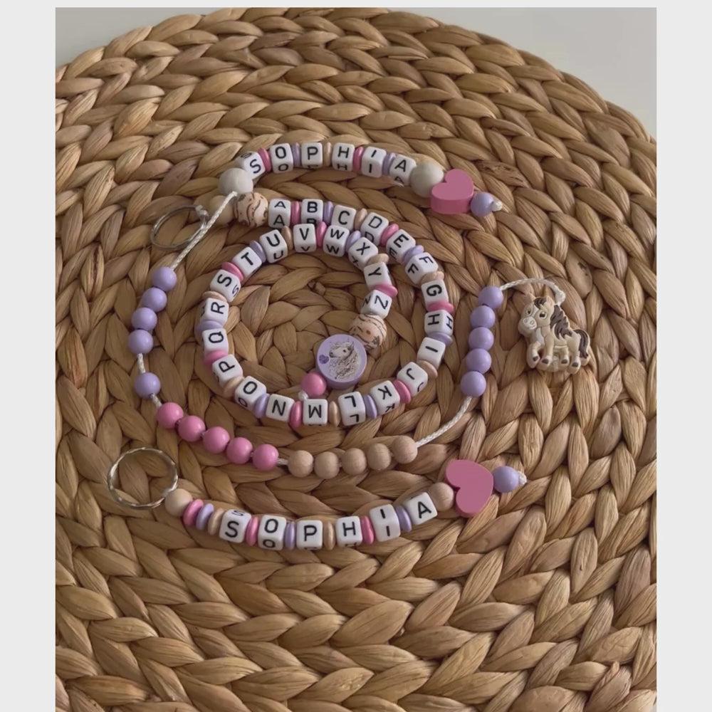 ABC Rechenkette mit Taschenbaumler – personalisierte Lernkette mit Namen – Geschenk zur Einschulung