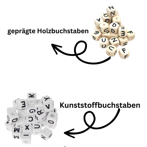 Schnullerkette für Mädchen mit Namen - bisschen Mama & Papa