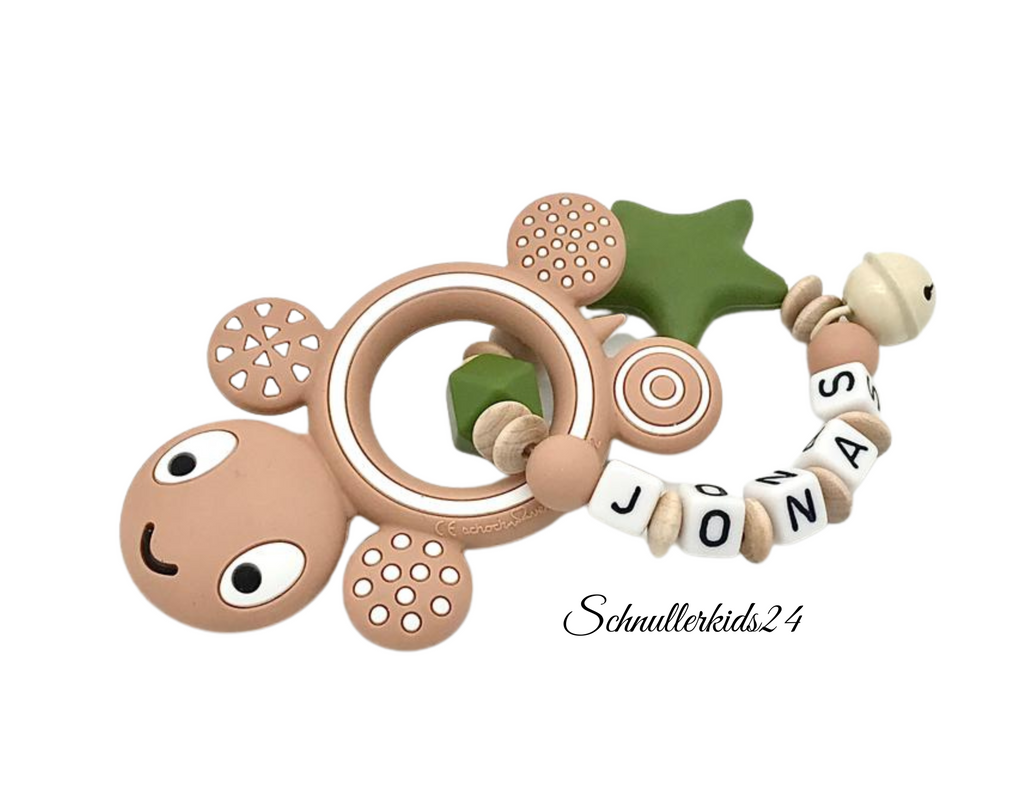 Greifling Greifring mit Namen Mädchen Junge Holz Spielzeug Baby Geburt Geschenk