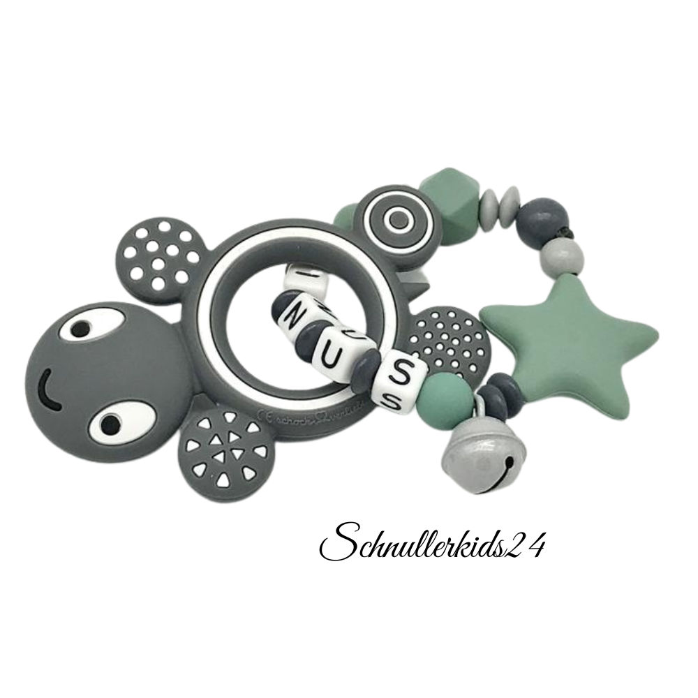 Greifling Greifring mit Namen Mädchen Junge Holz Spielzeug Baby Geburt Geschenk