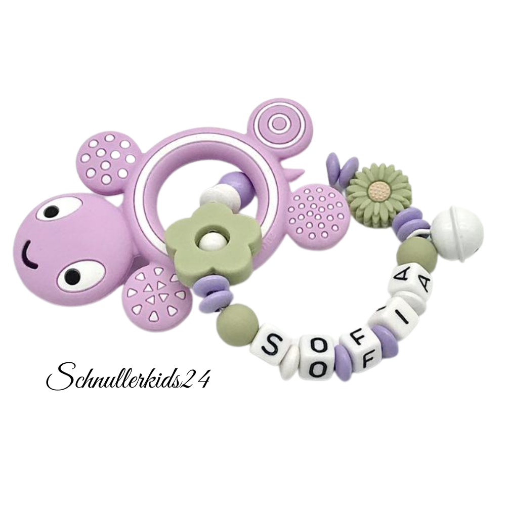 Greifling Greifring mit Namen Mädchen Junge Holz Spielzeug Baby Geburt Geschenk