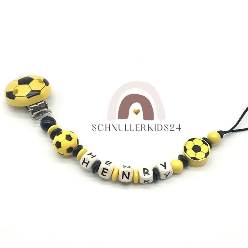 Schnullerkette mit Namen Junge Mädchen Fußball