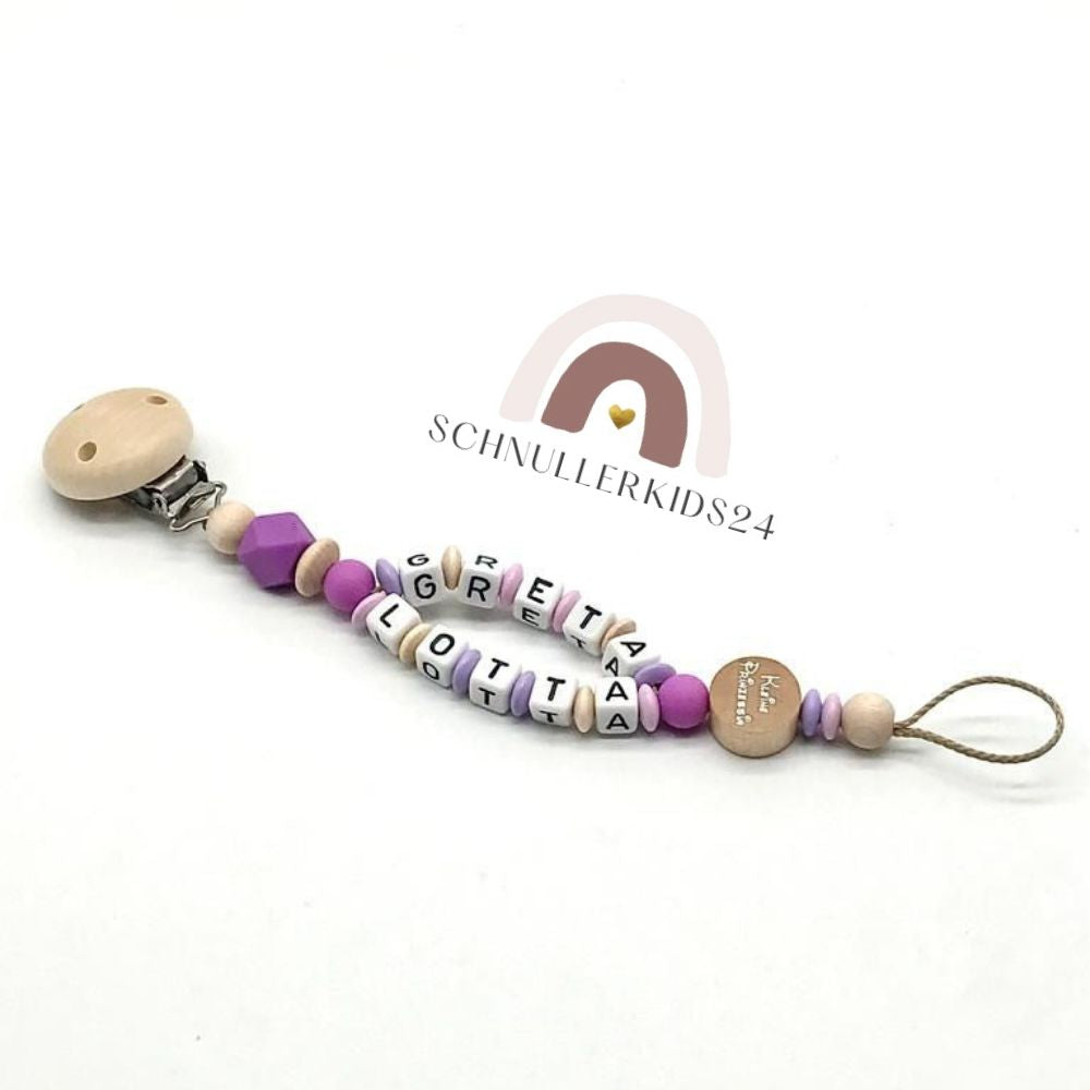 Schnullerkette mit Namen / Doppelnamen - Kleine Prinzessin - Mädchen